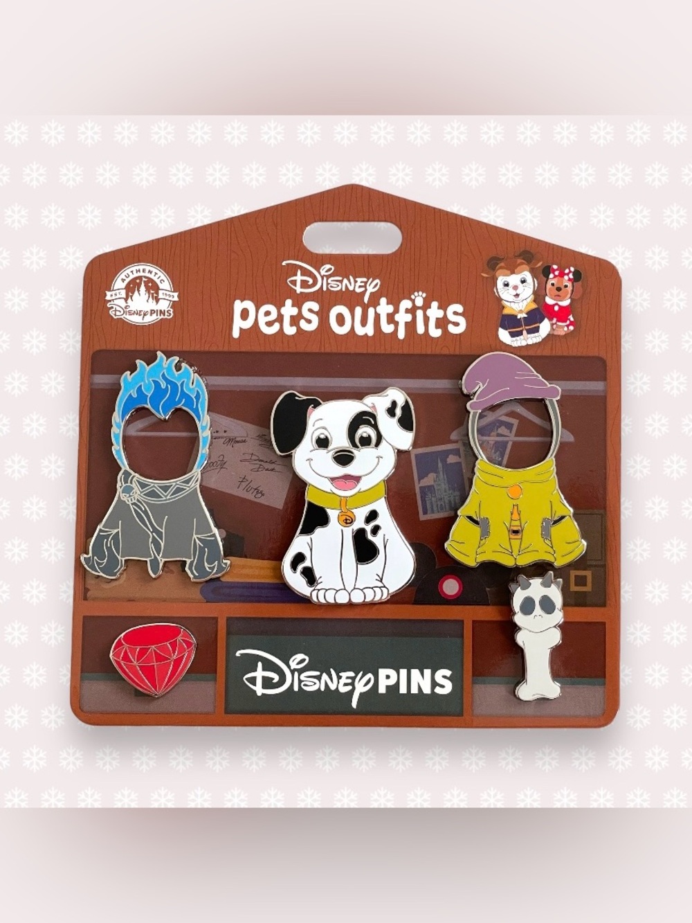Disney Pet Outfits 101 Dalmatians Patch Magnetic Hades & Dopey Costume Pin Set